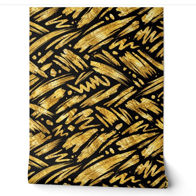 Papier Peint Motif abstrait de feuille d'or (Déroulement)