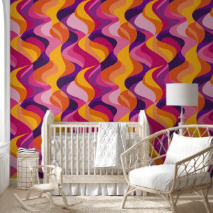 Papier Peint Motif Abstrait géométrique en rose vif