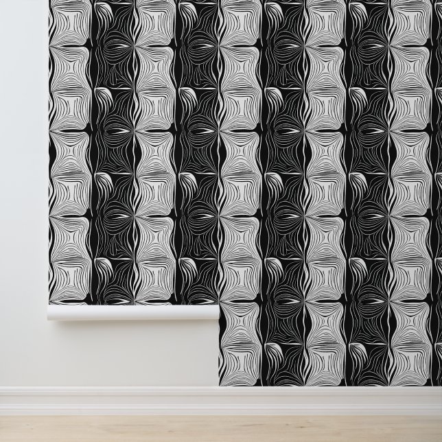 Papier Peint Motif Abstrait noir et blanc (Application)