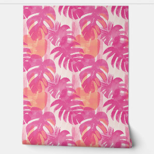 Papier Peint Motif abstrait simple avec feuilles de monstera, f