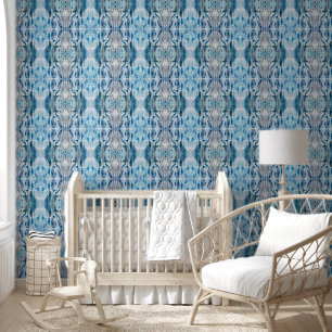 Papier Peint Motif abstrait symétrique bleu glace de taille L s