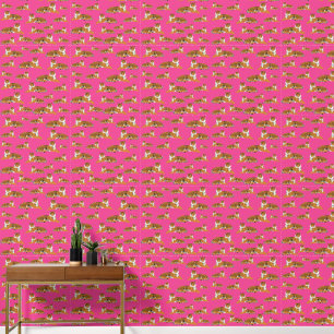 Papier Peint Motif animal du tigre de la jungle rose orange