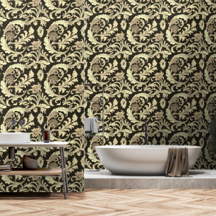 Papier Peint Motif Antique Fleur Marron