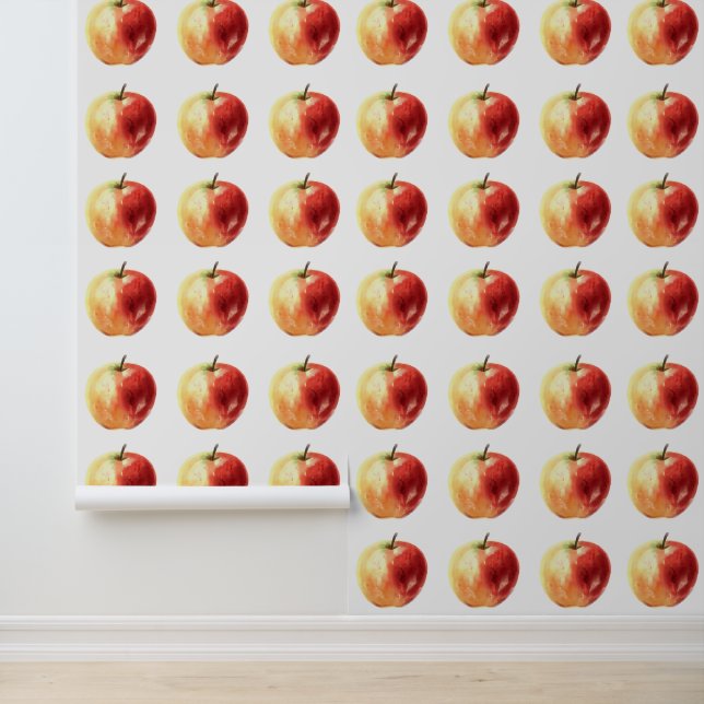 Papier Peint Motif Apple rustique aquarelle (Application)