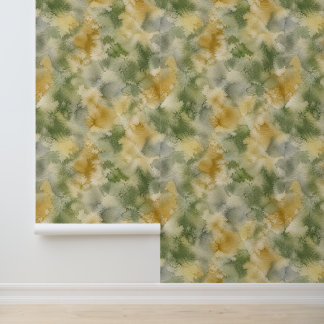 Papier Peint Motif aquarelle abstrait en vert sauge