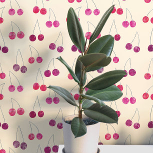 Papier Peint Motif aquarelle de cerise