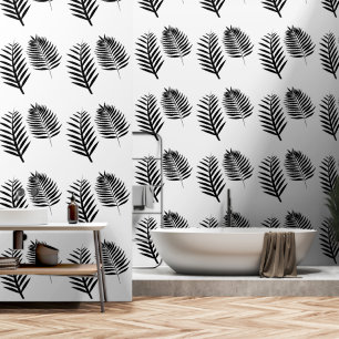 Papier Peint Motif aquarelle floral botanique noir blanc