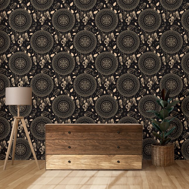 Papier Peint Motif autochtone Boho de Dream noir et blanc (Créateur téléchargé)