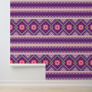 Papier Peint motif Aztec cool carrelé