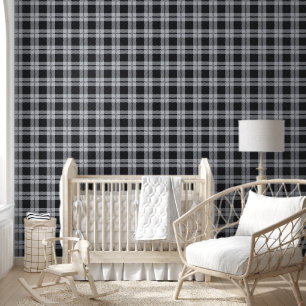 Papier Peint Motif Black Grey Chèques Plaid Bureau