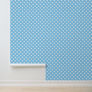 Papier Peint motif bleu avec pois blanc