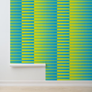 Papier Peint Motif bleu jaune vert rayé