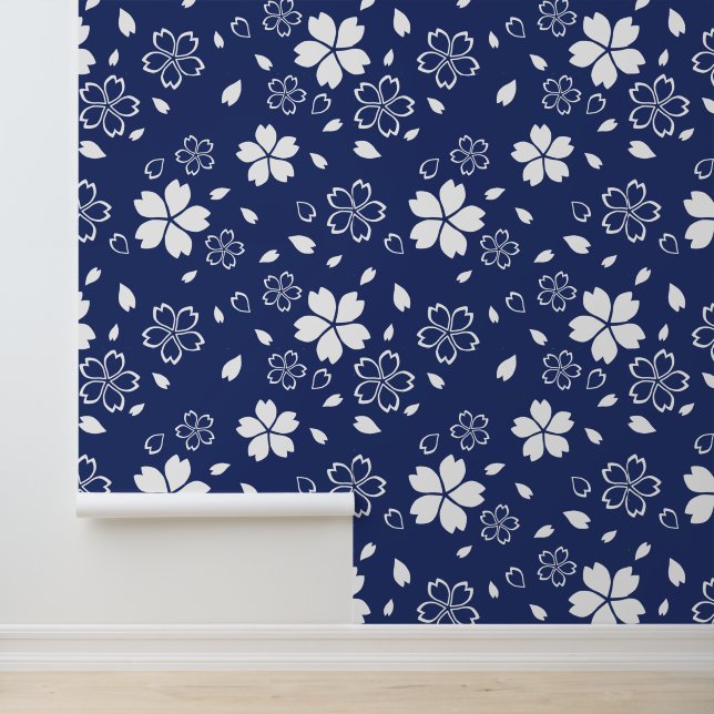 Papier Peint Motif Blue Sakura (Application)