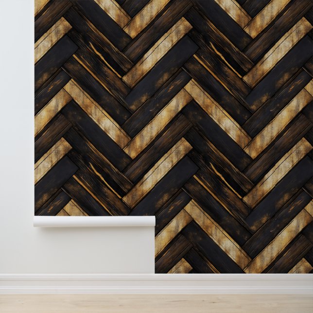 Papier Peint Motif Bois Classique (Application)