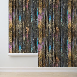 Papier Peint Motif Bois Étincelle de Couleur