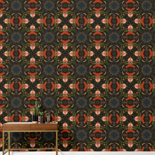 Papier Peint Motif botanique Art déco sombre et moody (Couloir)