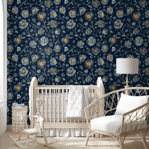 Papier Peint Motif botanique bleu Floral
