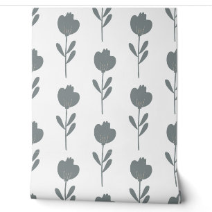 Papier Peint motif botanique simple et transparent avec des fle
