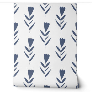 Papier Peint motif botanique simple et transparent avec du bleu