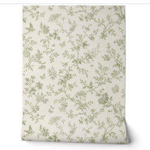 Papier Peint Motif botanique vintage avec oiseaux chanteurs