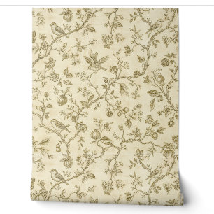 Papier Peint Motif botanique vintage oiseaux chanteurs arbre