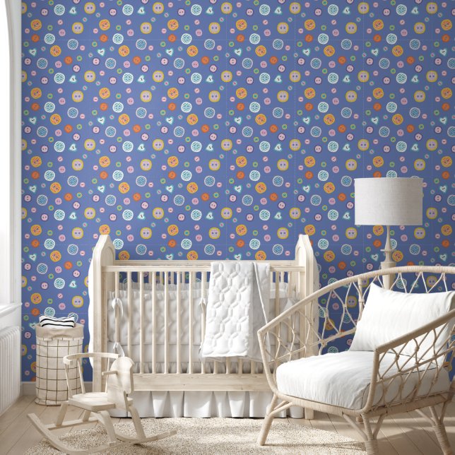 Papier Peint Motif Bouton coloré mignon (Enfants)