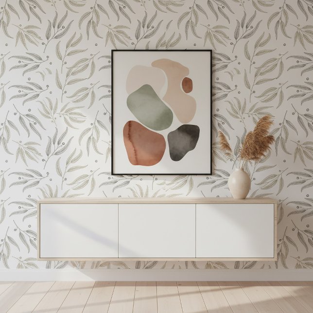 Papier Peint Motif Branches d'Eucalyptus Minimaliste ID1244 (Créateur téléchargé)