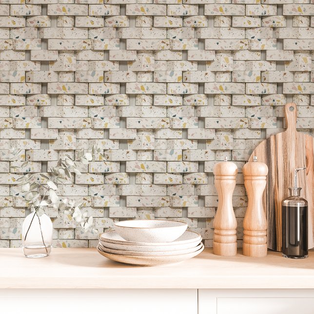 Papier Peint Motif Brique Terrazzo (Créateur téléchargé)