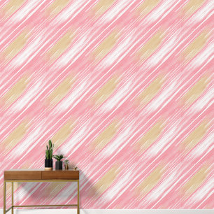 Papier Peint Motif bronzé, blanc et rose