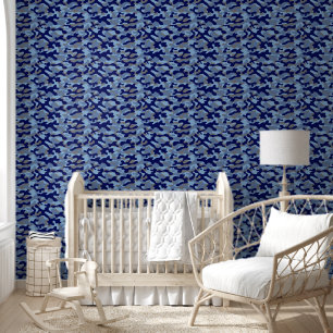 Papier Peint Motif camouflage bleu