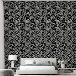 Papier Peint Motif camouflage noir blanc moderne