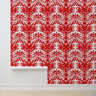 Papier peint motif carrelé rouge mignon