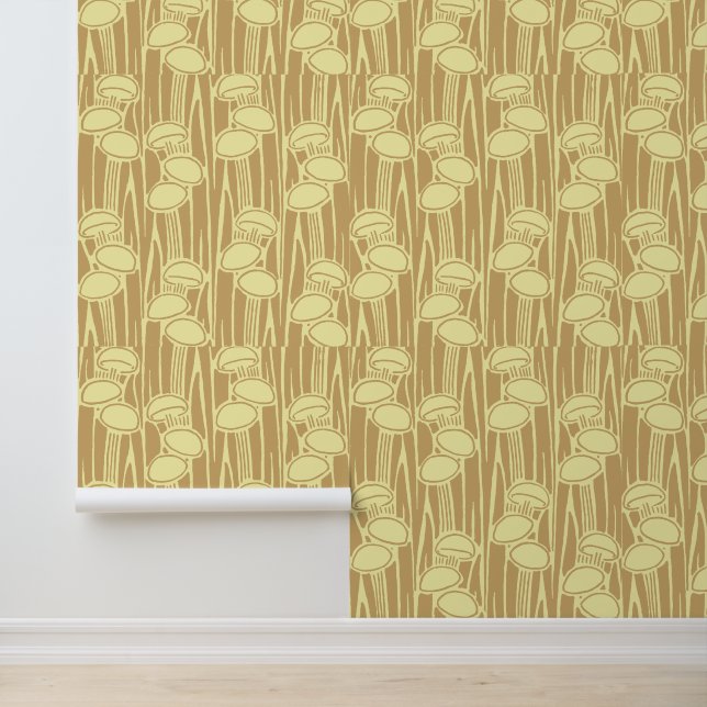 Papier Peint Motif Champignons Et Herbe (Application)