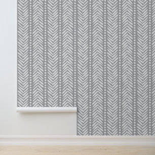Papier Peint Motif Chevron Gray Hand Drawn
