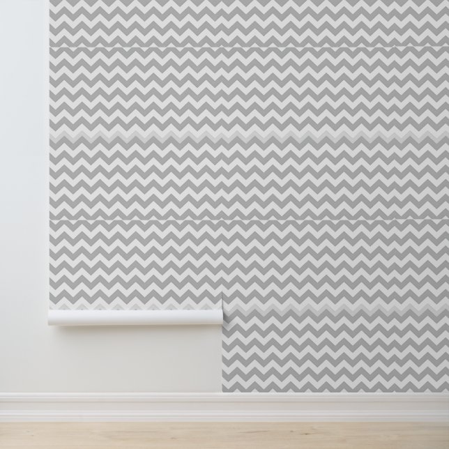 Papier Peint Motif chevron gris et blanc  (Application)