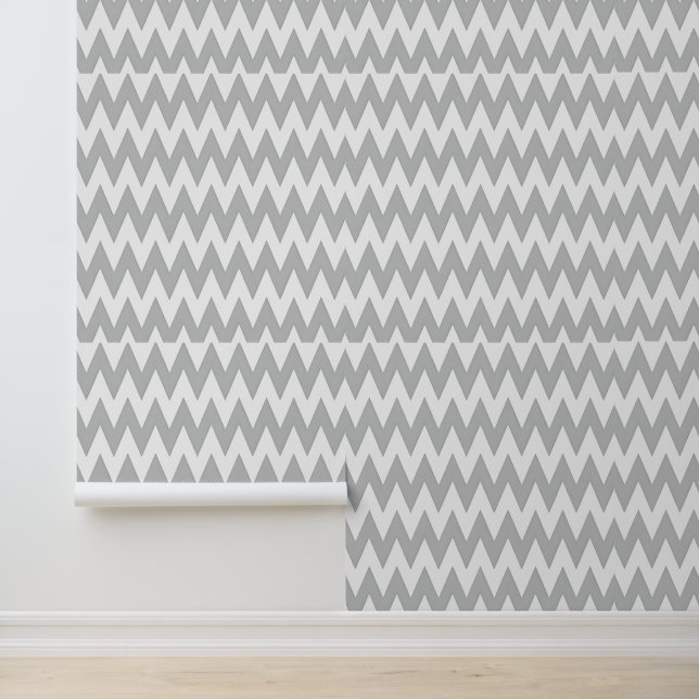 Papier Peint Motif chevron gris et blanc (Application)