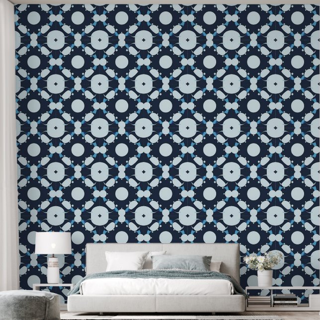 Papier Peint Motif circulaire abstrait avec des éléments géomét (Chambre à coucher)