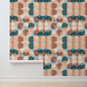 Papier Peint Motif circulaire géométrique moderne en Turquoise