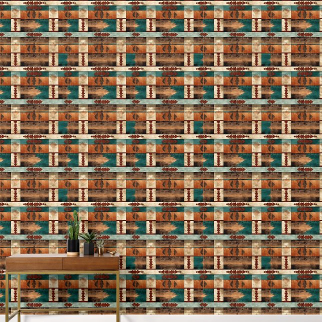 Papier Peint motif cool en faux bois (Couloir)