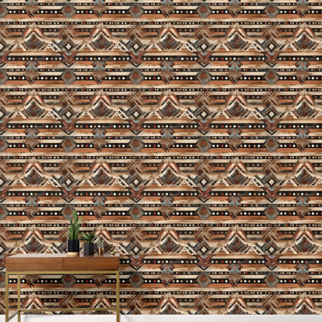 Papier Peint motif cool Western en faux bois (Couloir)