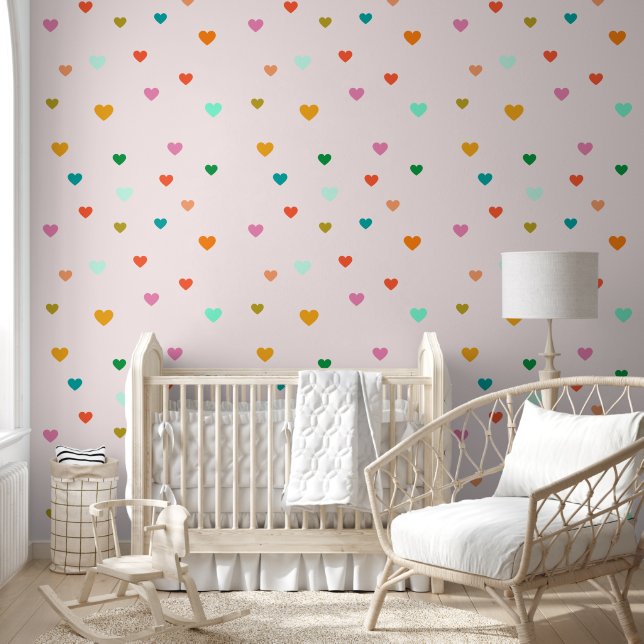 Papier peint Motif couleur coeur (Enfants)