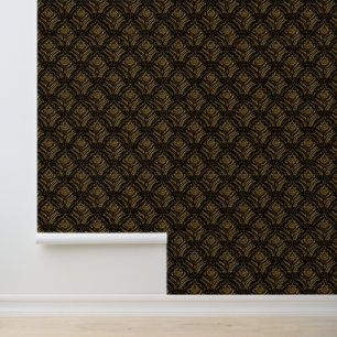 Papier Peint Motif damassé ornemental or luxe