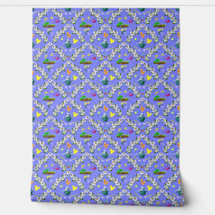 Papier Peint Motif Damassé Violet Jardinage