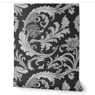 Papier Peint Motif d'antiquités Monochrome Fleur