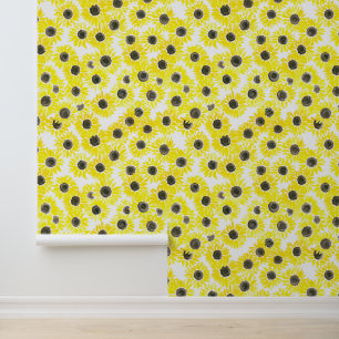 Papier Peint Motif d'aquarelle des tournesols