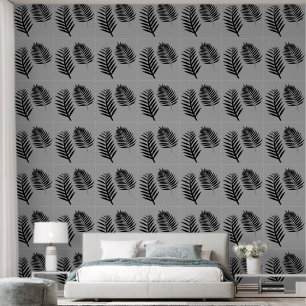 Papier Peint Motif d'aquarelle florale noire gris