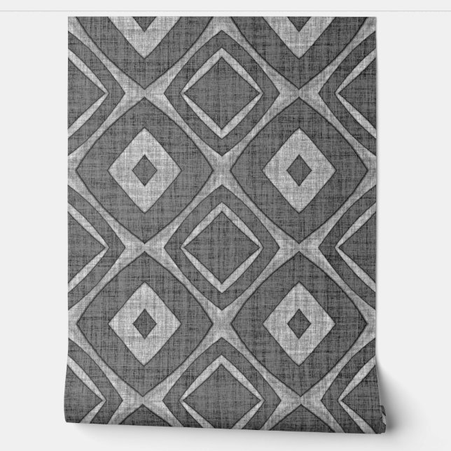 Papier Peint Motif d'art Carré noir gris foncé clair (Déroulement)