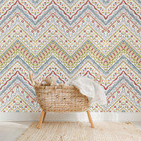 Motif d'art élégant de Bohême Floral Zigzag