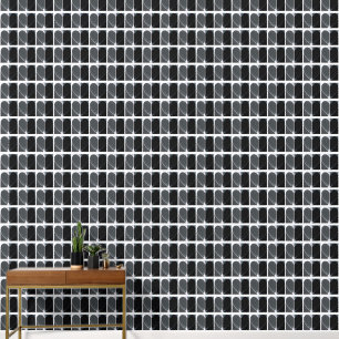 Papier Peint Motif d'art moderne en demi-cœurs noir et blanc