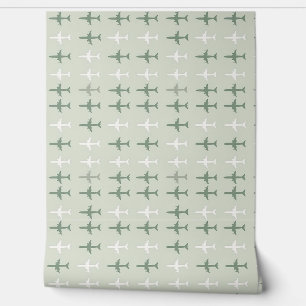 Papier Peint Motif d'avion de rêve aérien vert doux